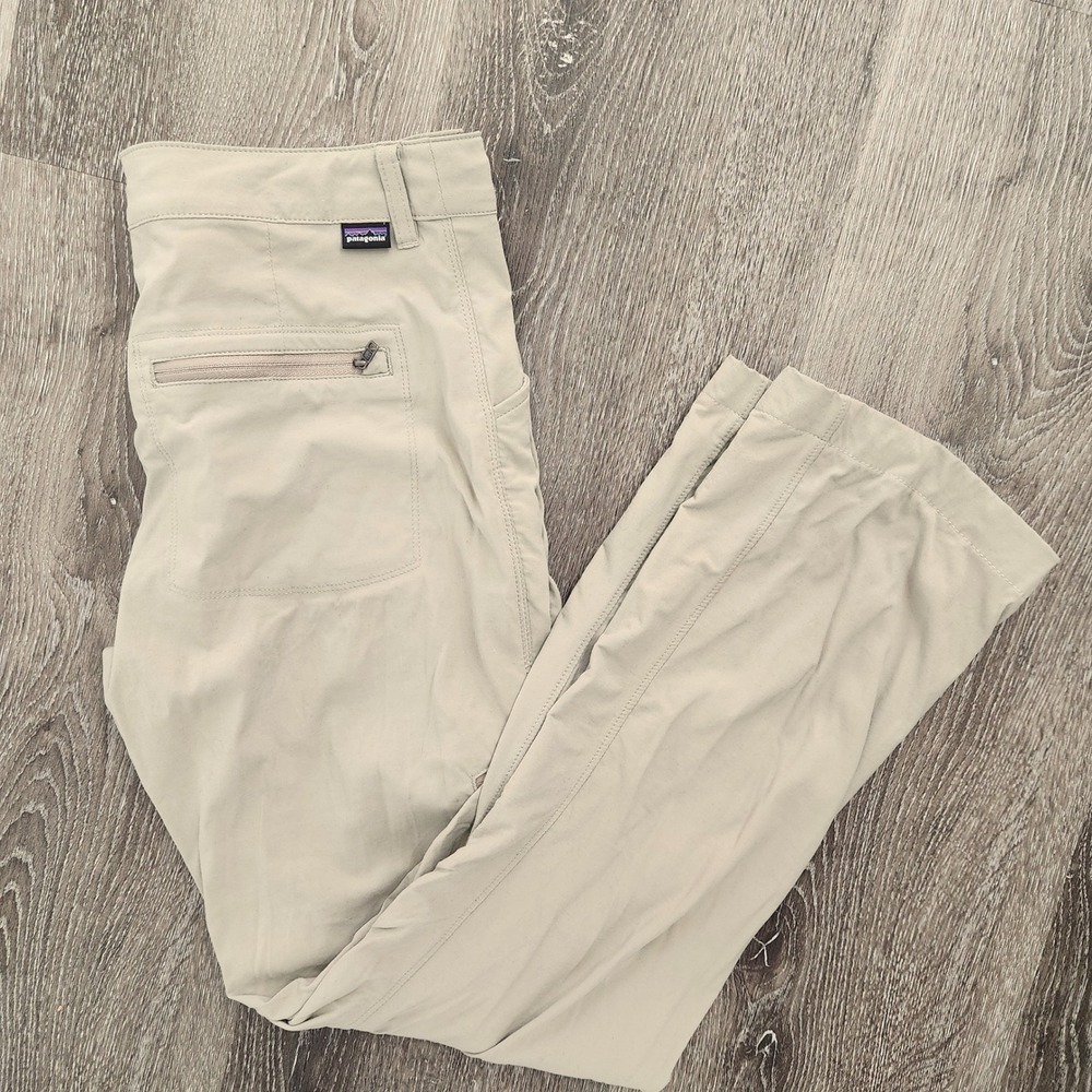 Patagonia Worn Wear Women's Tan Khaki Hiking Travel Pants Size 2 Stretch Outdoor